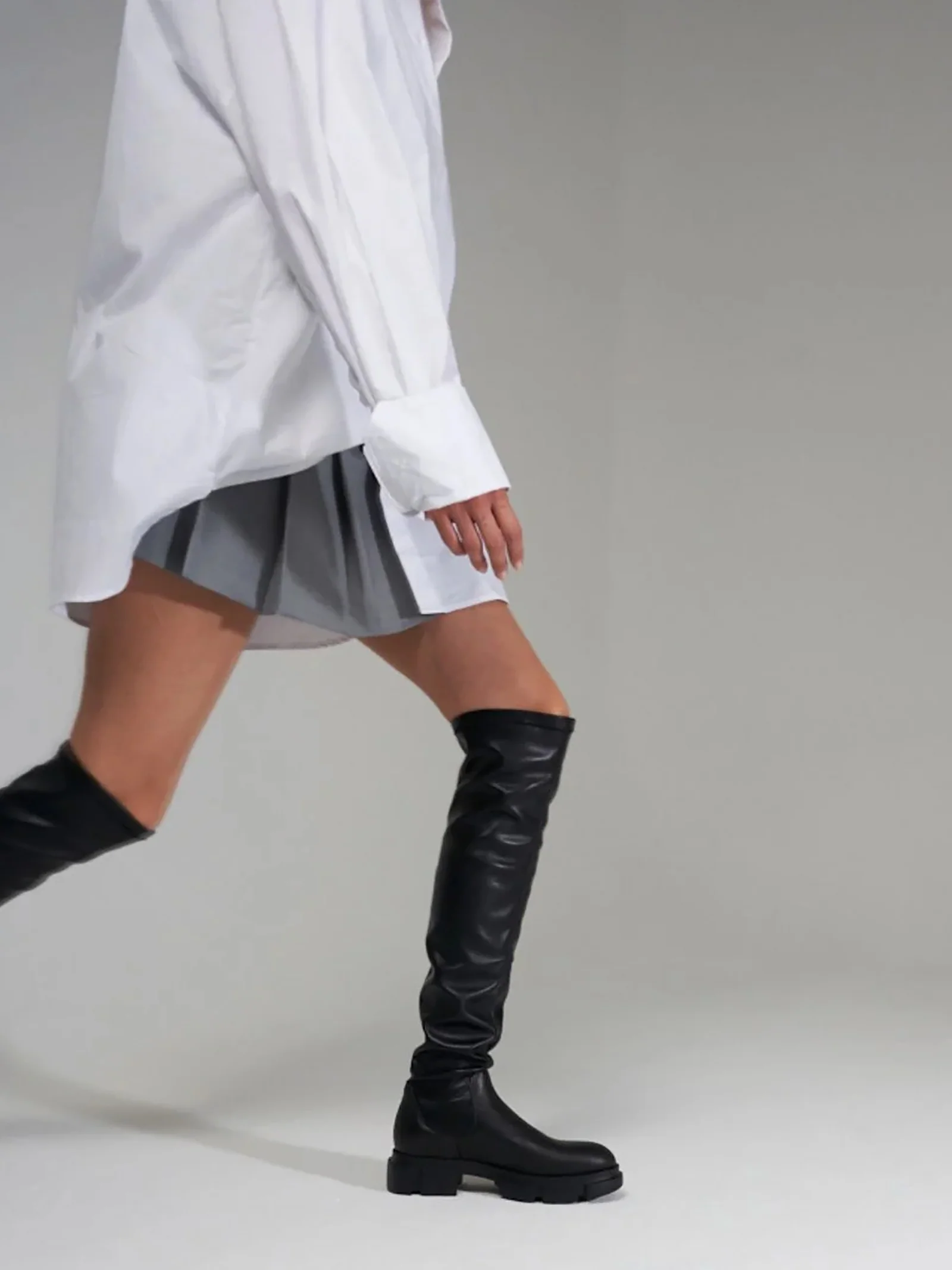 Stivali sopra al ginocchio CPH544 donna pelle nero - immagine 6