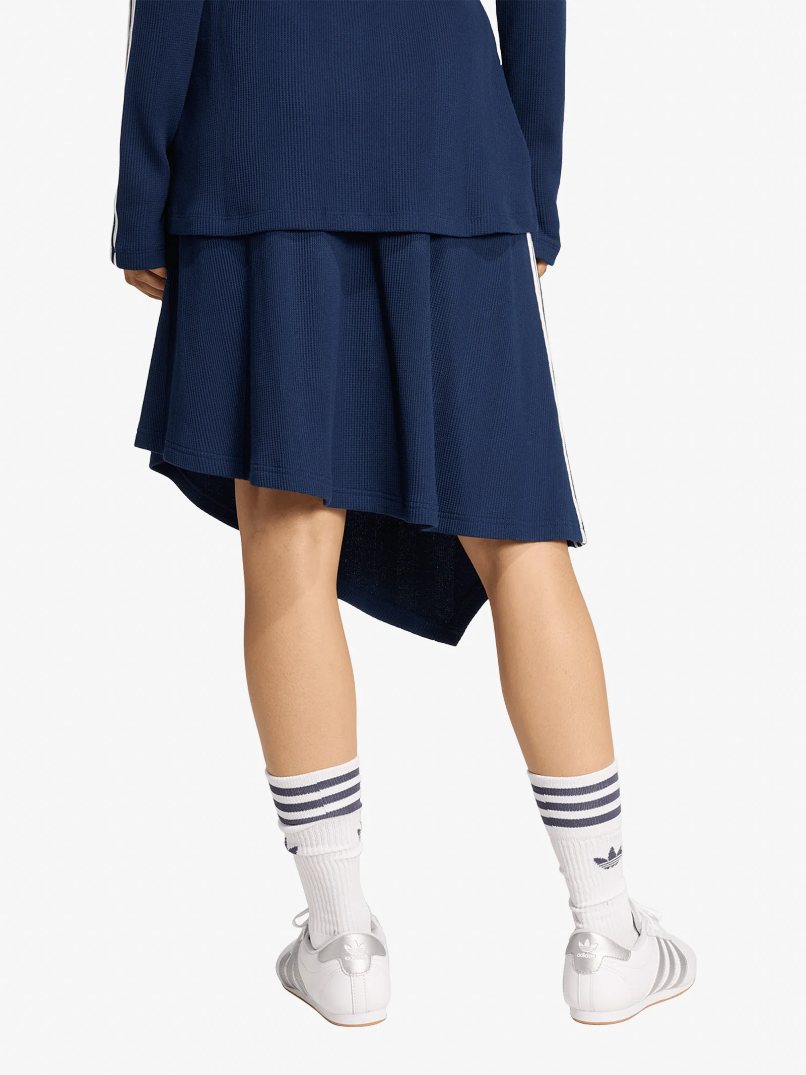 gonna midi asymetric donna blu cotone - immagine 4