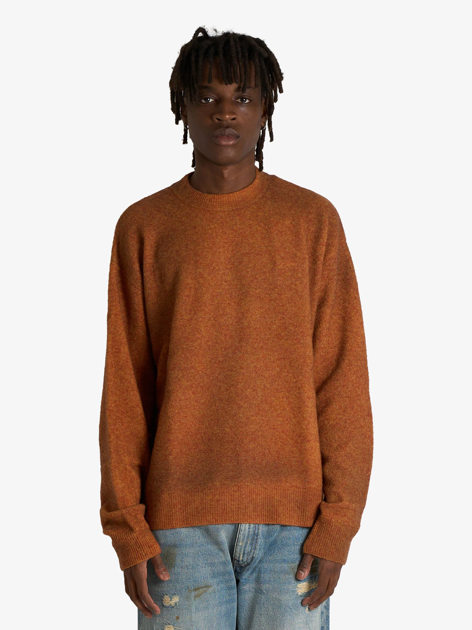 maglia pullover con texture spray uomo marrone - immagine 2