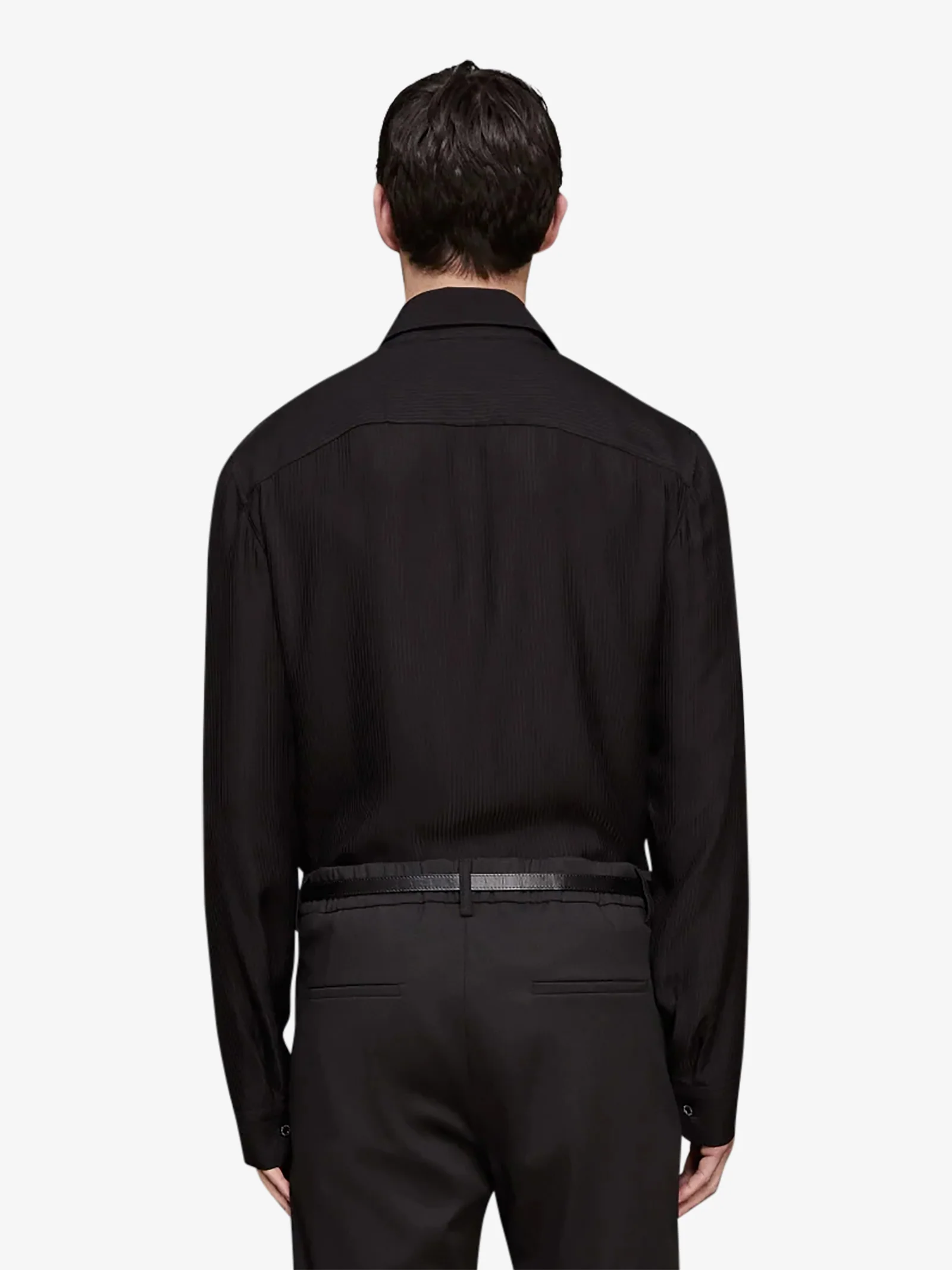 camicia monocolore uomo nero viscosa - immagine 3