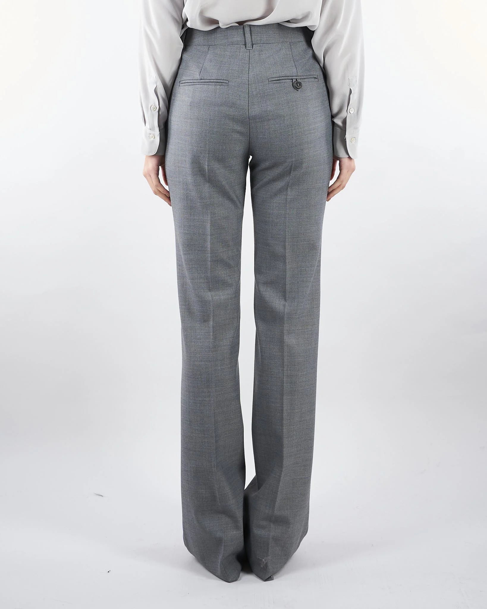 Pantalone Grigio flare in misto lana stretch - immagine 3