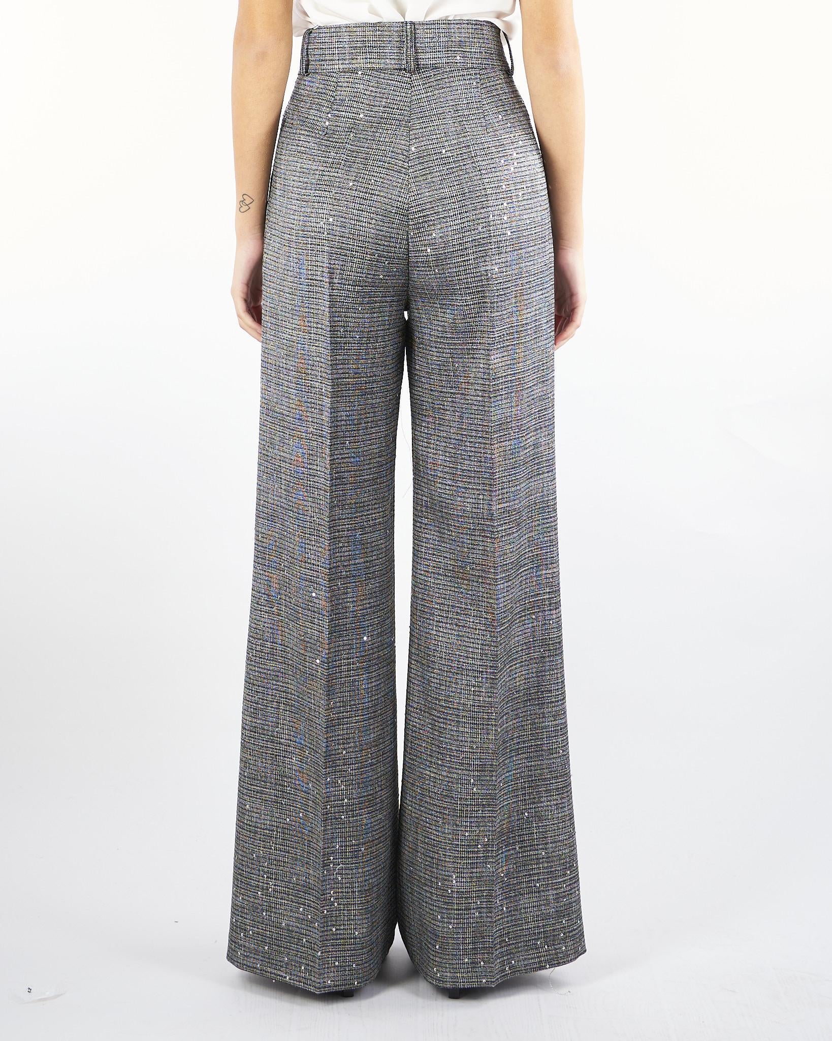 Pantalone Bianco-Nero microfantasia con paillettes - immagine 3