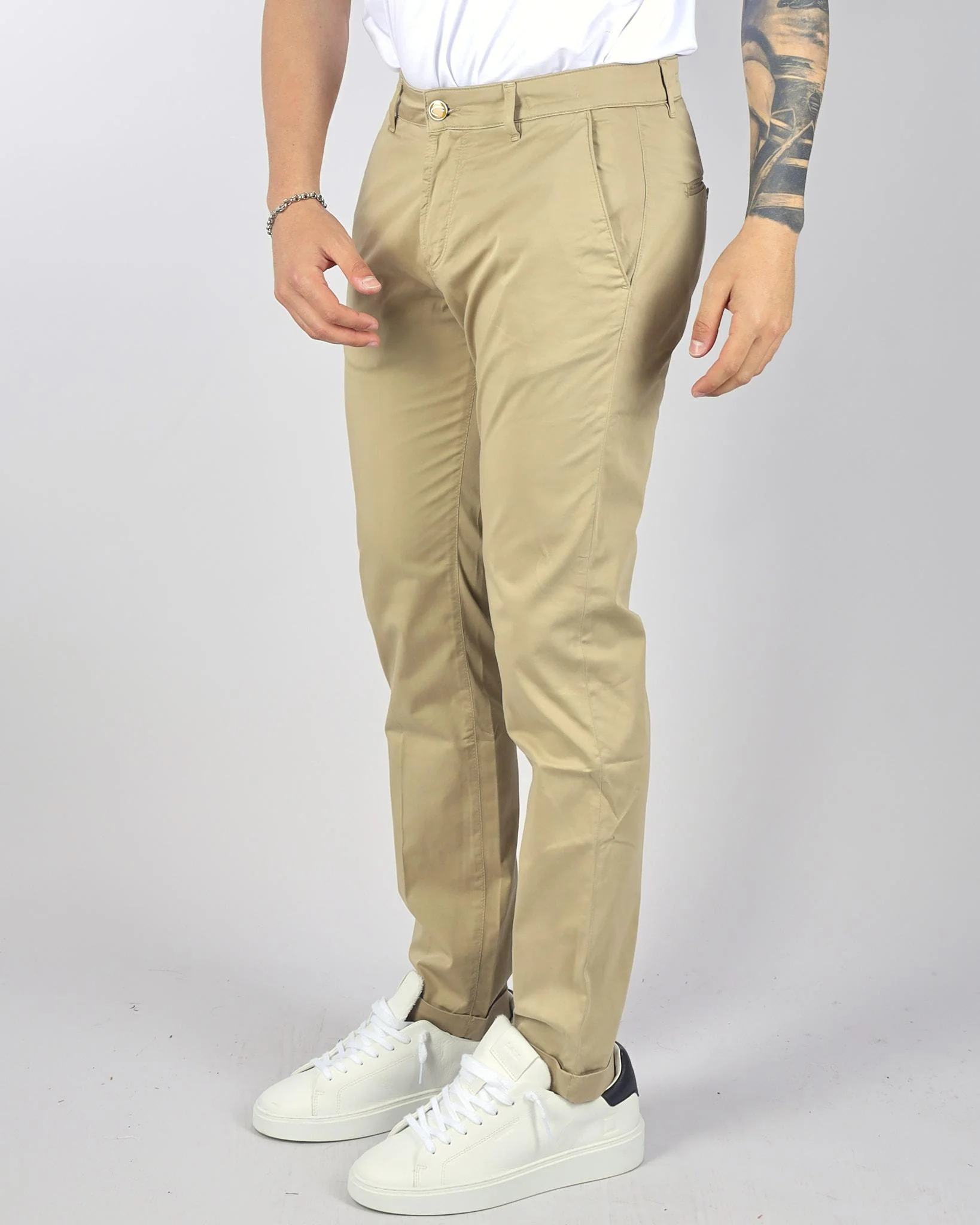 Pantalone Beige in cotone con tasche america - immagine 4