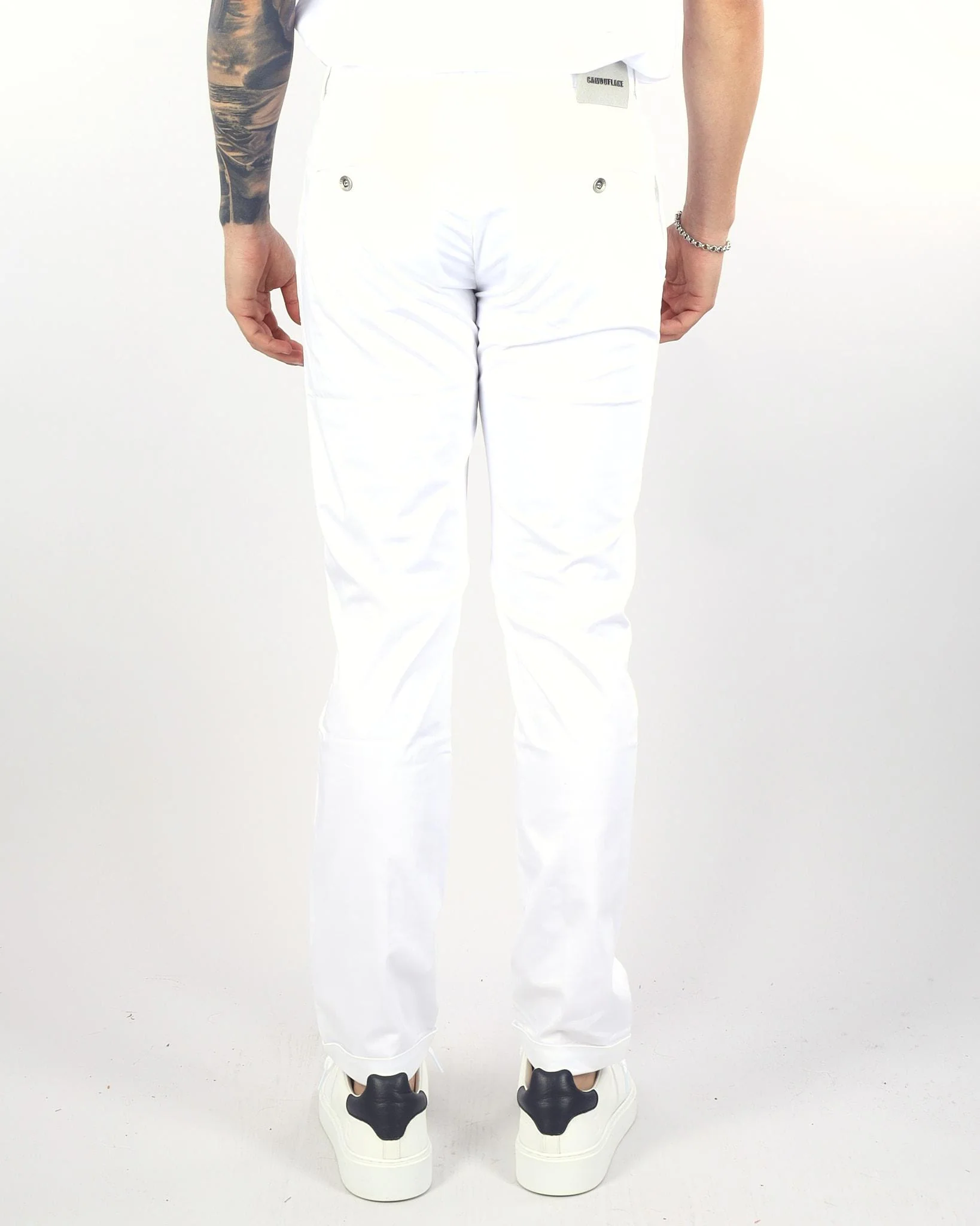 Pantalone Bianco in cotone con tasche america - immagine 3