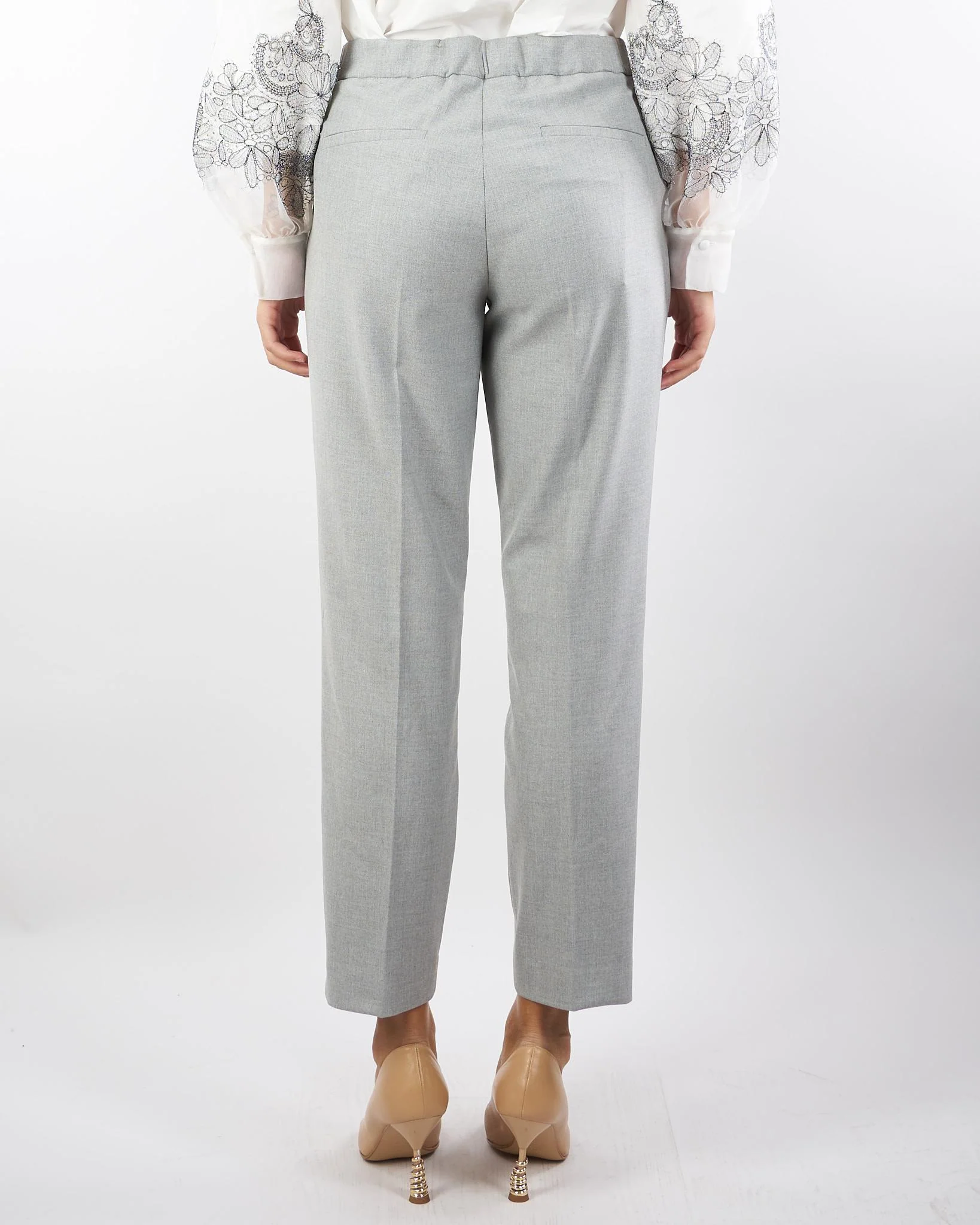Pantalone dritto Grigio con elastico in vita - immagine 3