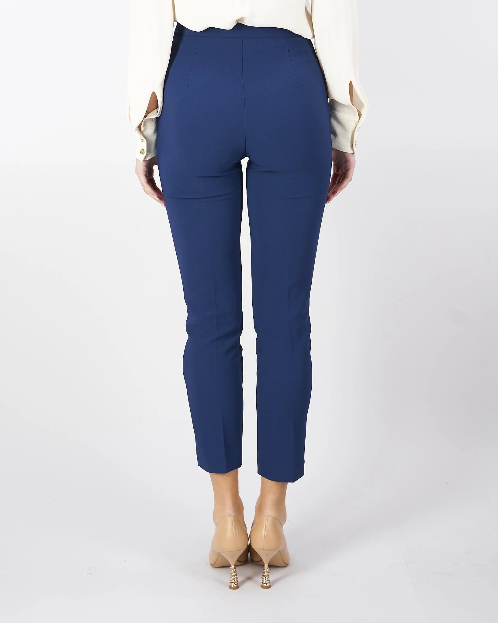 Pantaloni Oltremare slim in crêpe con placca logo - immagine 3