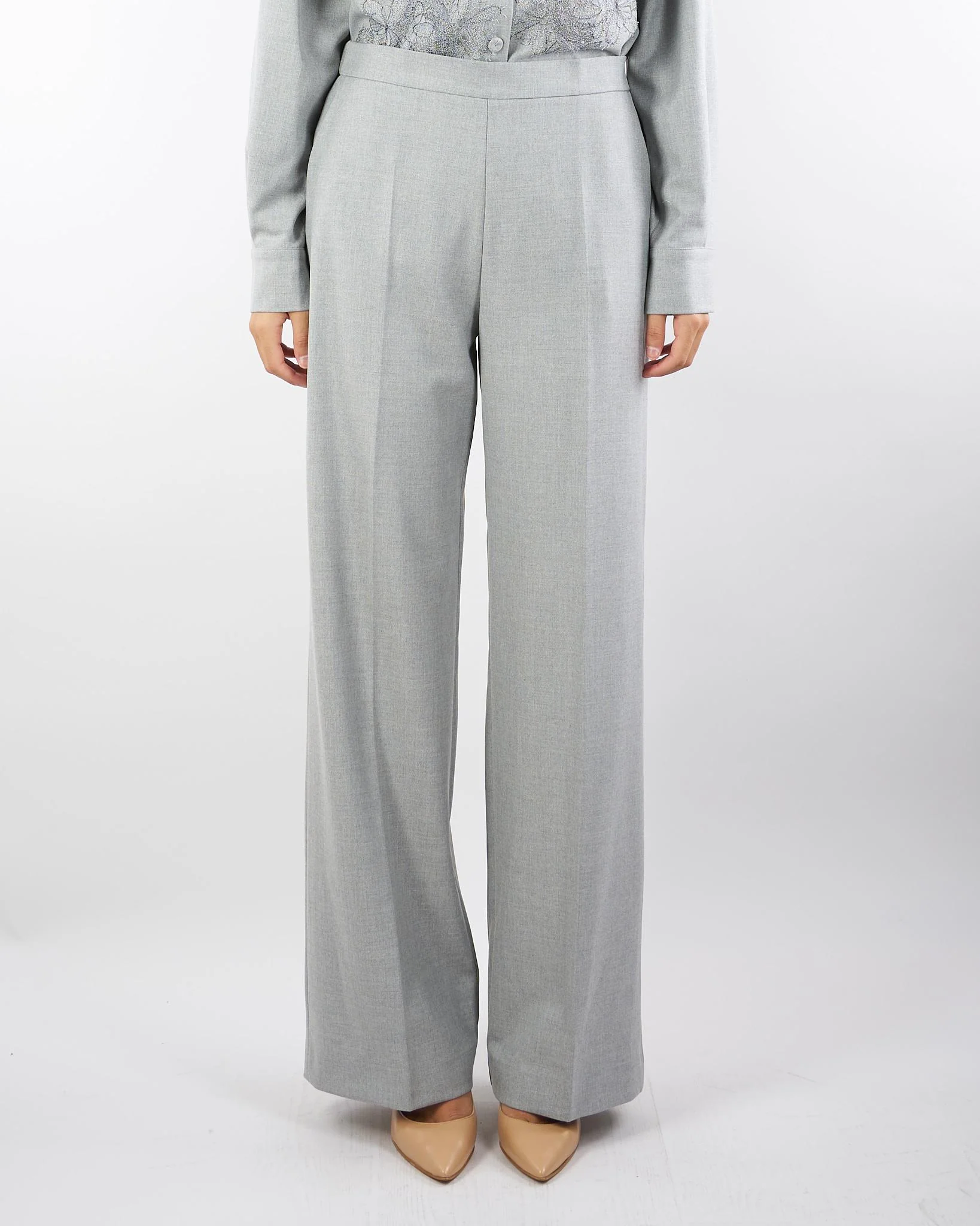Pantalone Grigio wide leg in misto lana - immagine 2