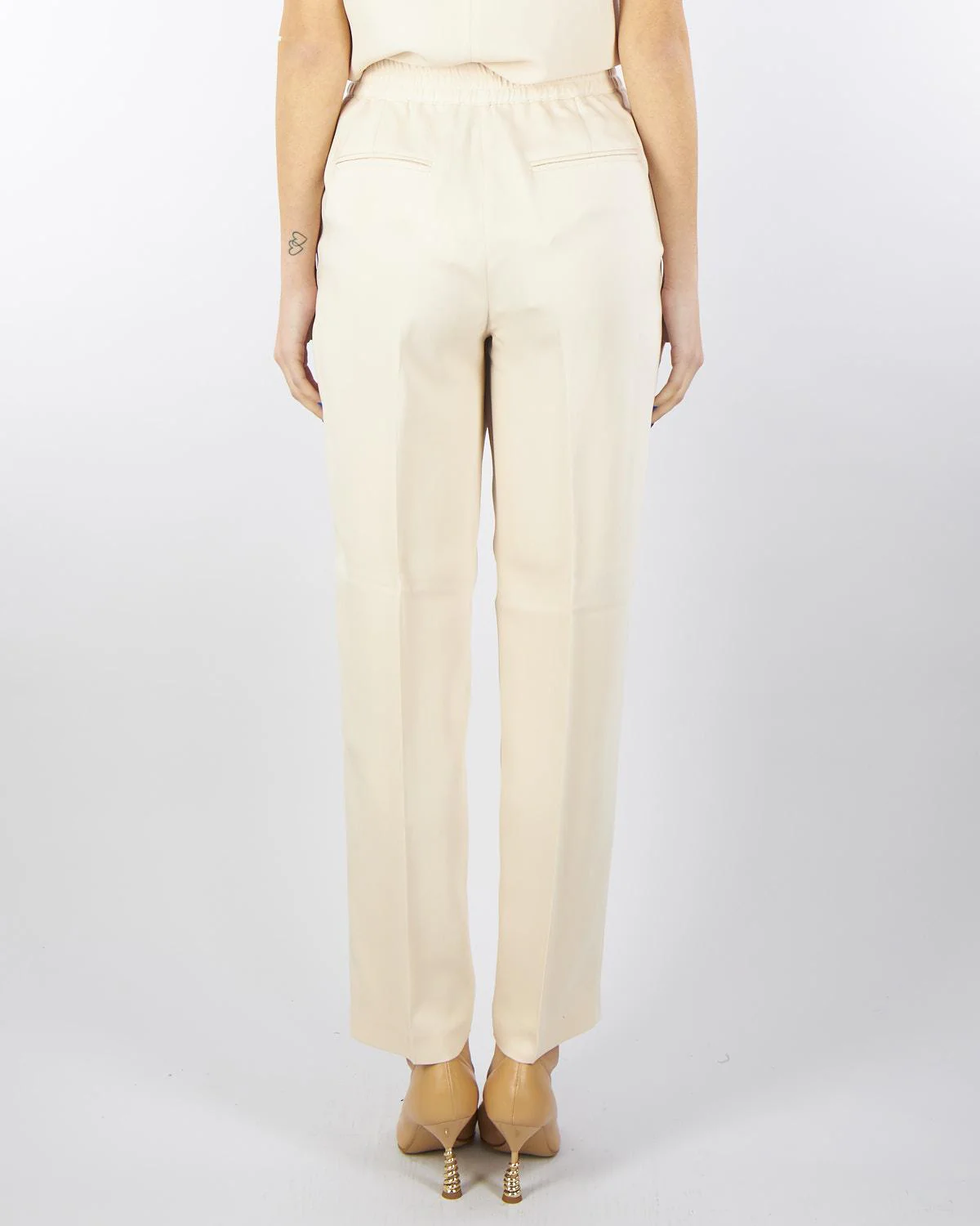 Pantalone Crema con elastico in vita - immagine 3