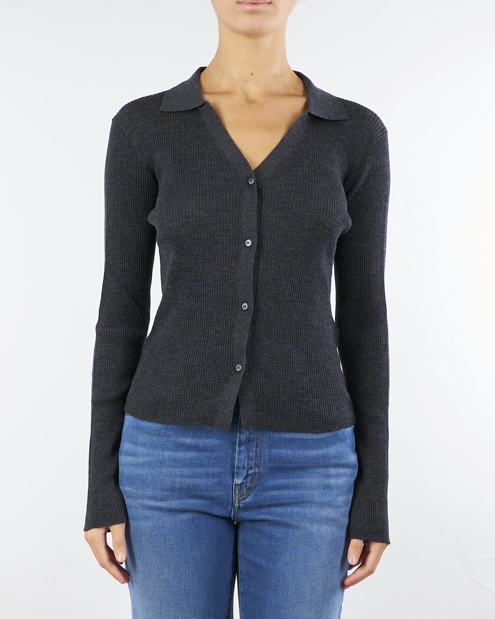 Cardigan Antracite in lana super light - immagine 2