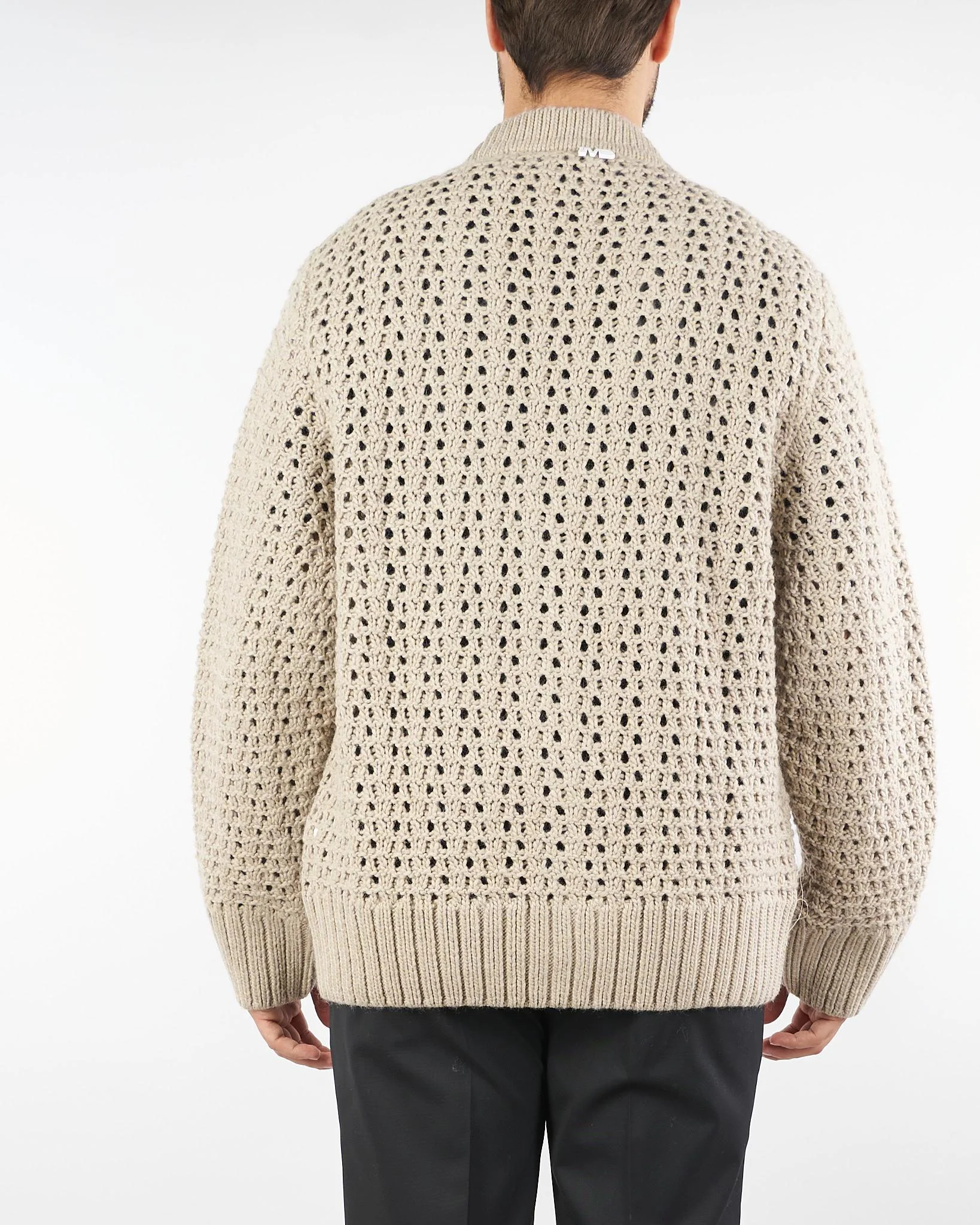 Cardigan Beige traforato in lana - immagine 3