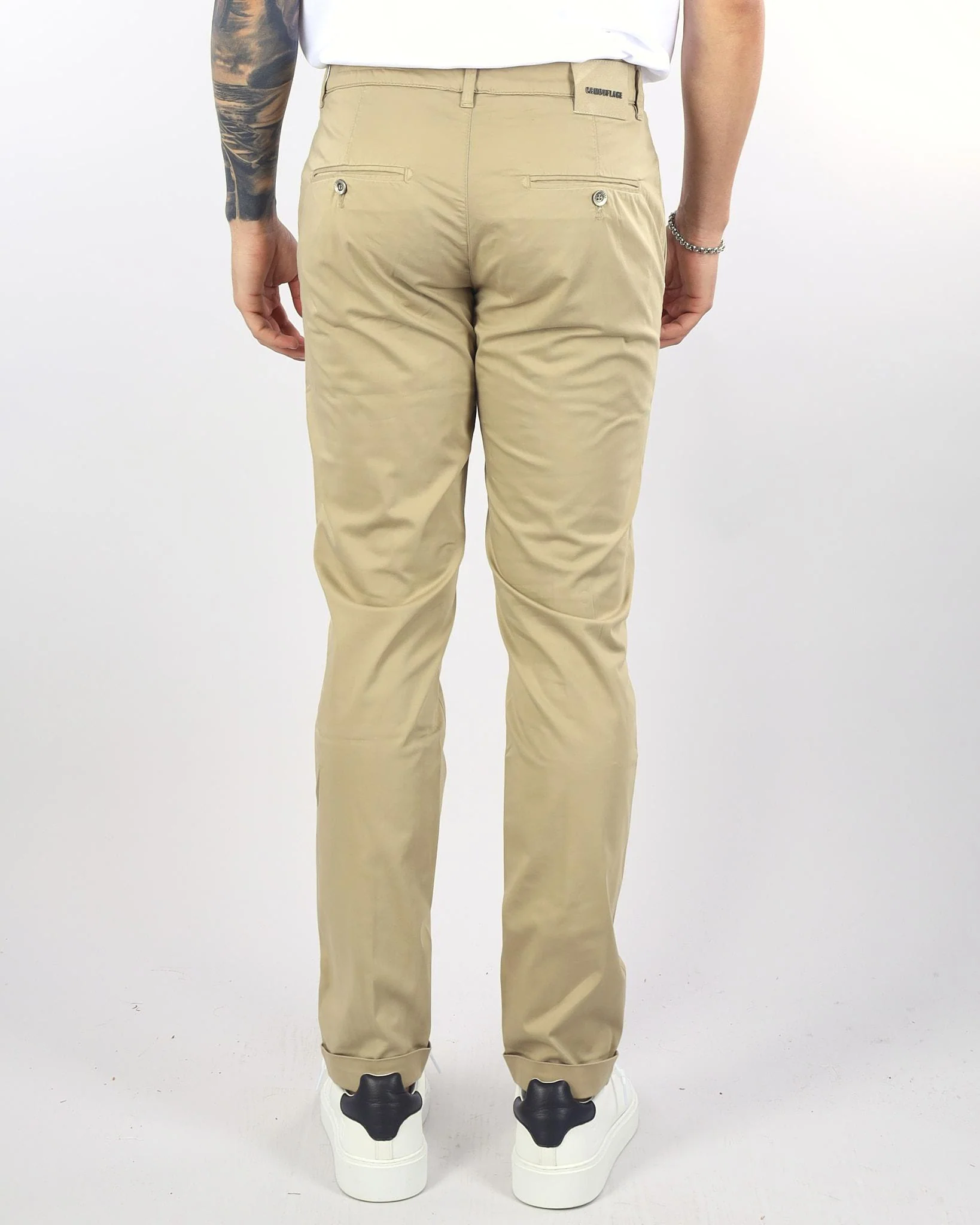 Pantalone Beige in cotone con tasche america - immagine 3