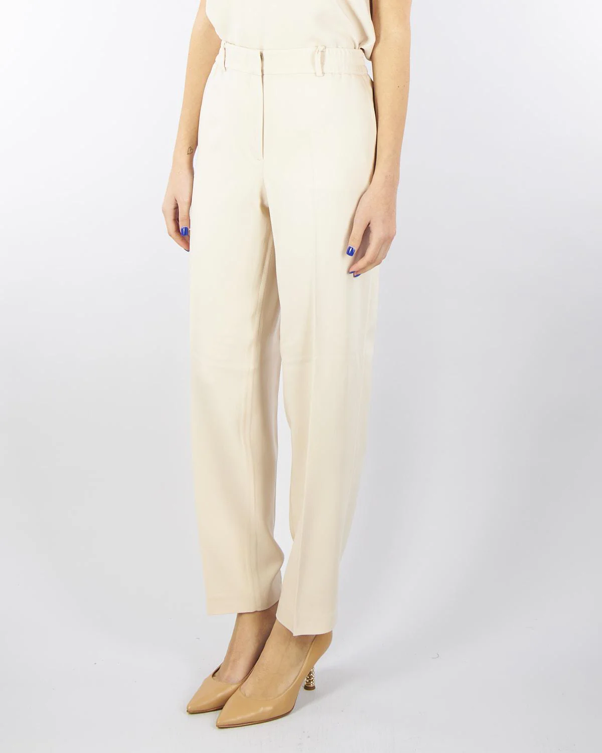 Pantalone Crema con elastico in vita - immagine 4