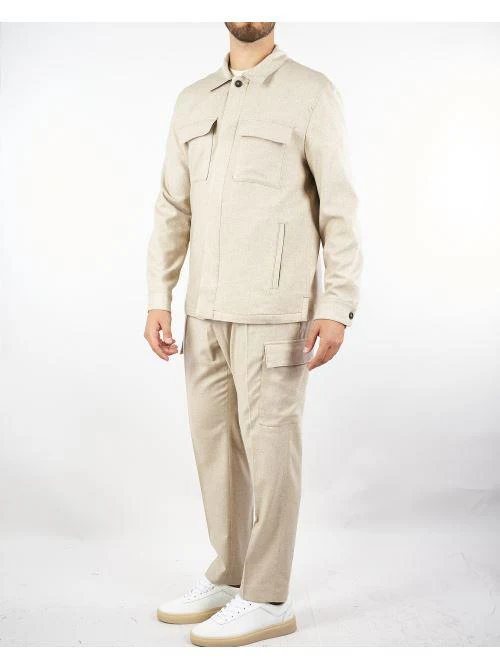 Pantalone Cargo Beige in flanella di lana - immagine 5