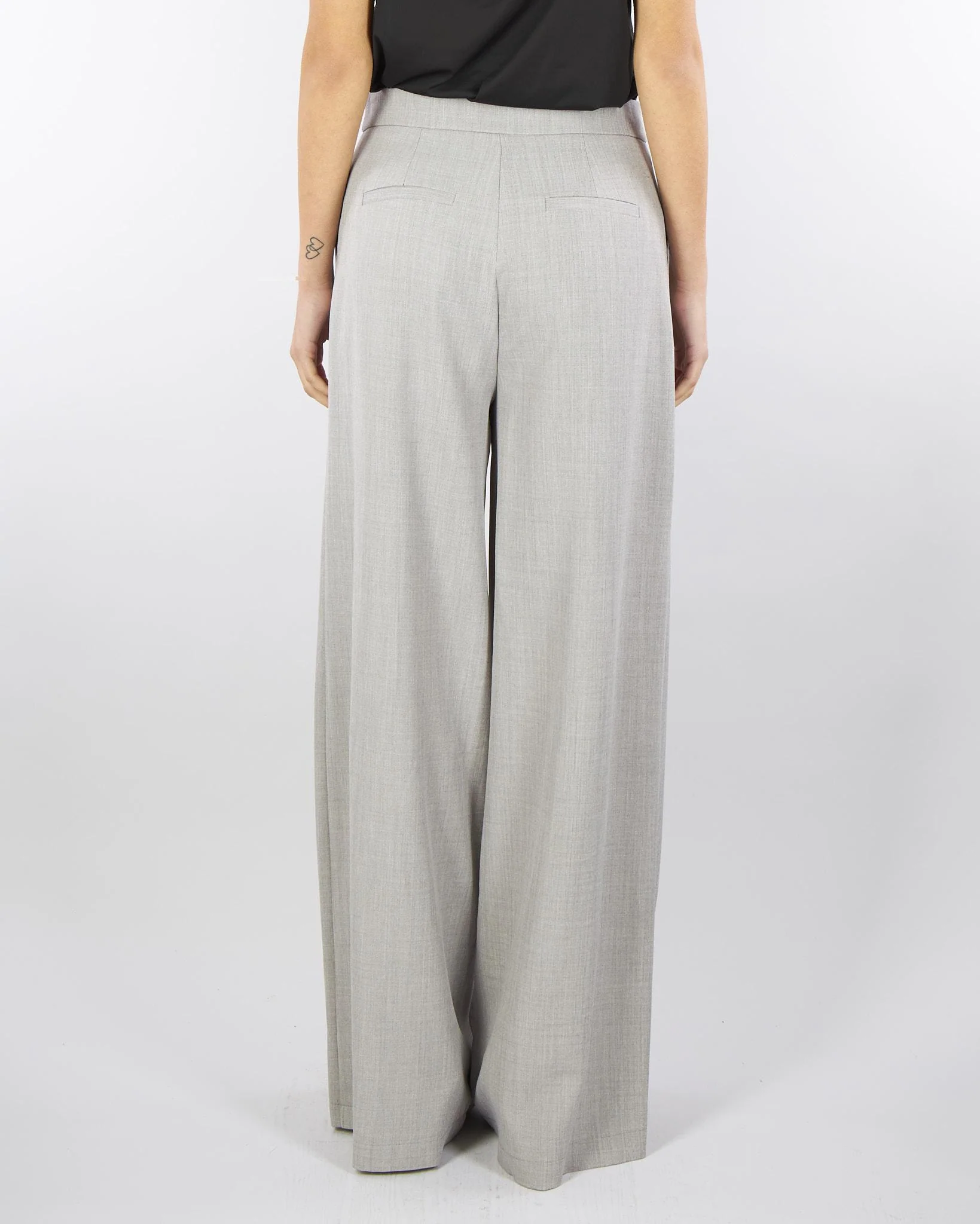 Pantalone Grigio a gamba larga vita alta - immagine 3