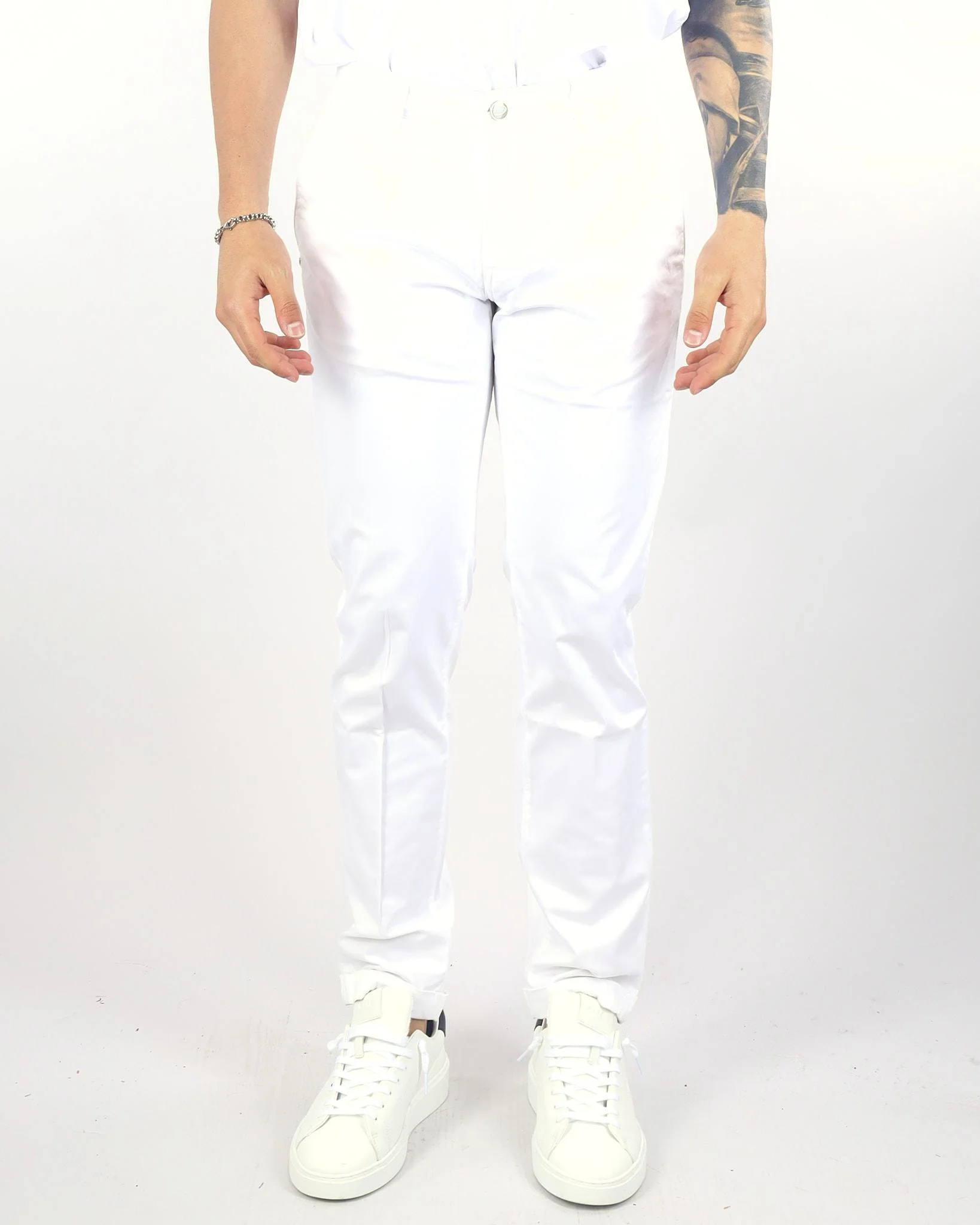 Pantalone Bianco in cotone con tasche america - immagine 2