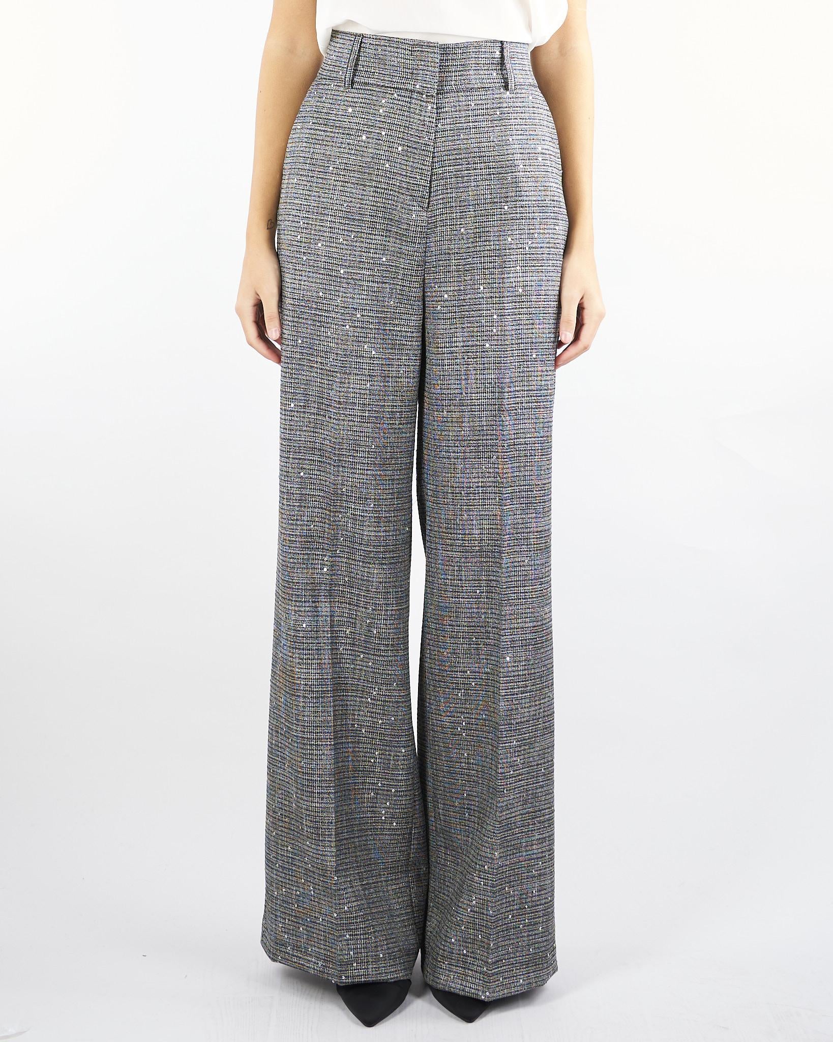 Pantalone Bianco-Nero microfantasia con paillettes - immagine 2