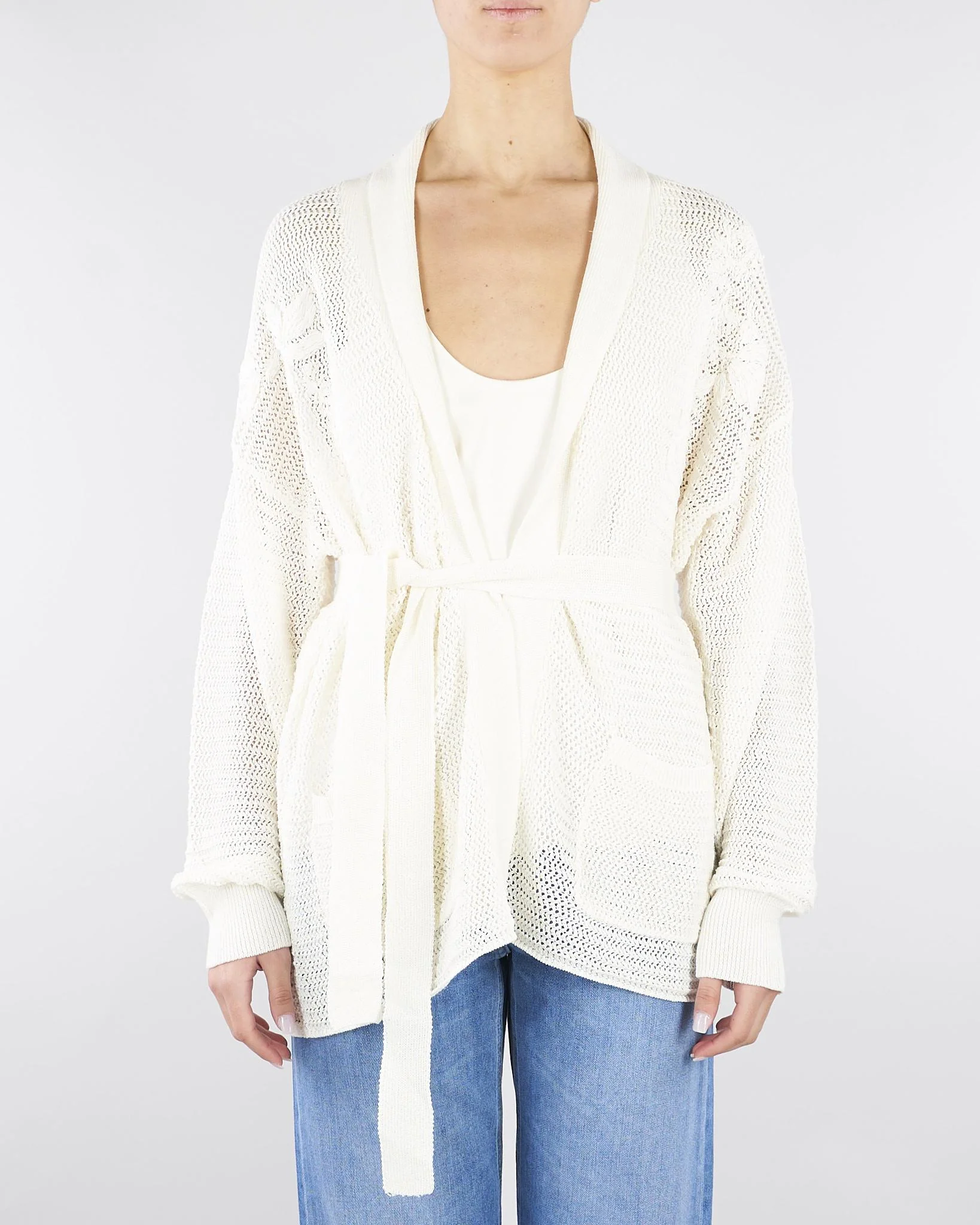 Cardigan Bianco a rete con ricamo a mano - immagine 2