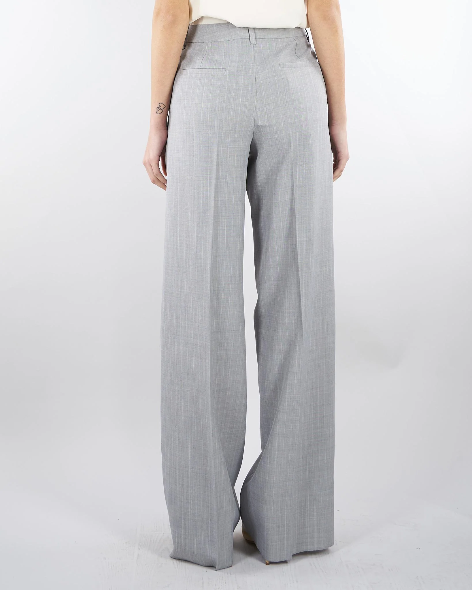 Pantalone Grigio dritto in tela stretch malfilé - immagine 3