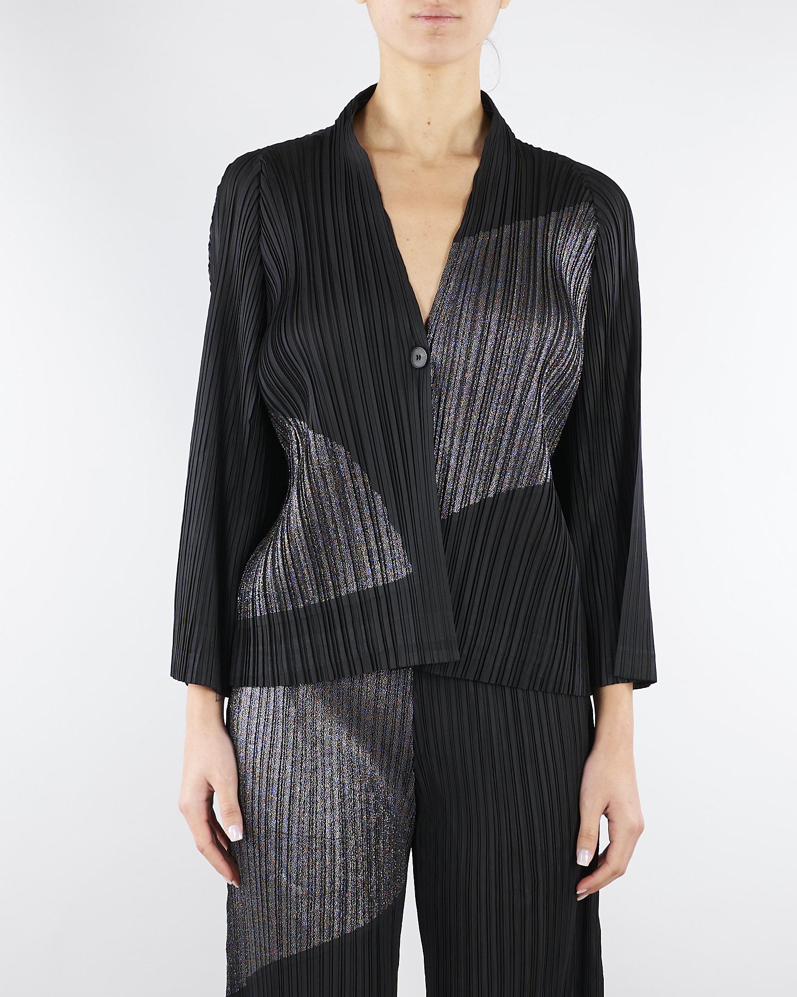 Cardigan Nero plissettato con inserti in lurex - immagine 2