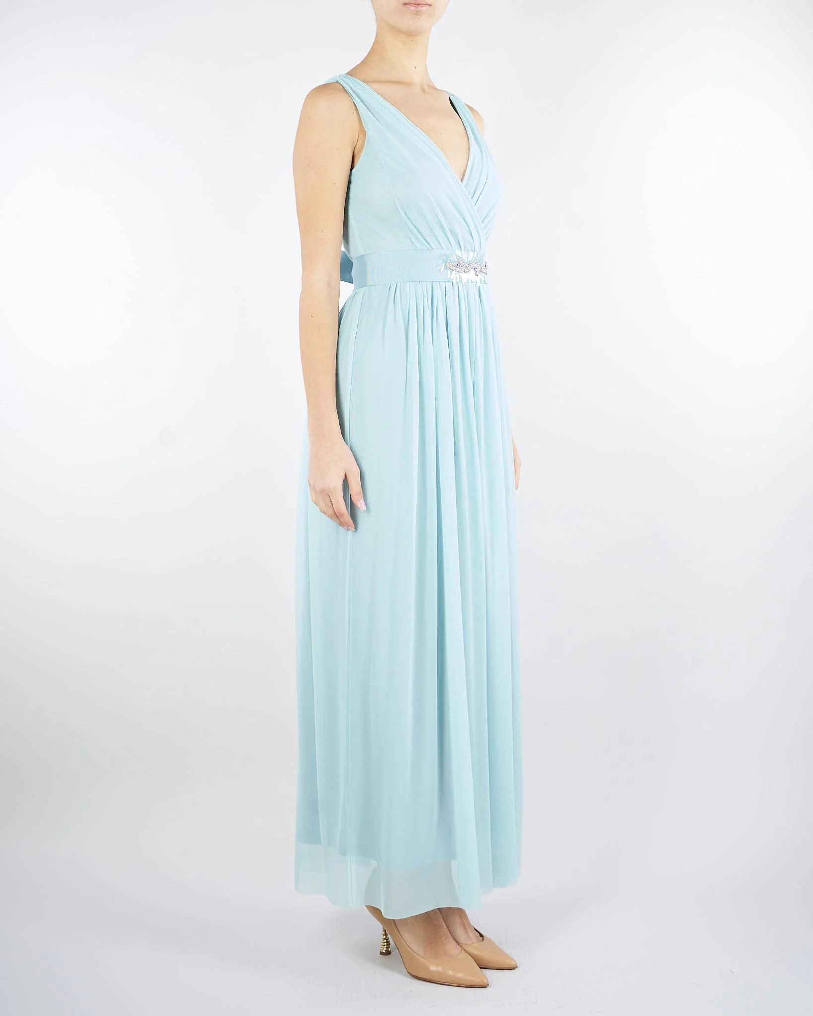 Abito Acqua lungo con cintura gioiello - immagine 4