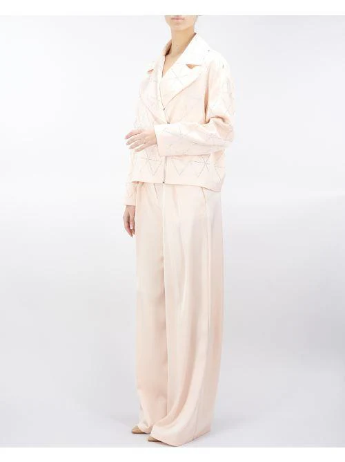 Pantalone Cipria ampio con doppia pinces in raso heavy - immagine 5