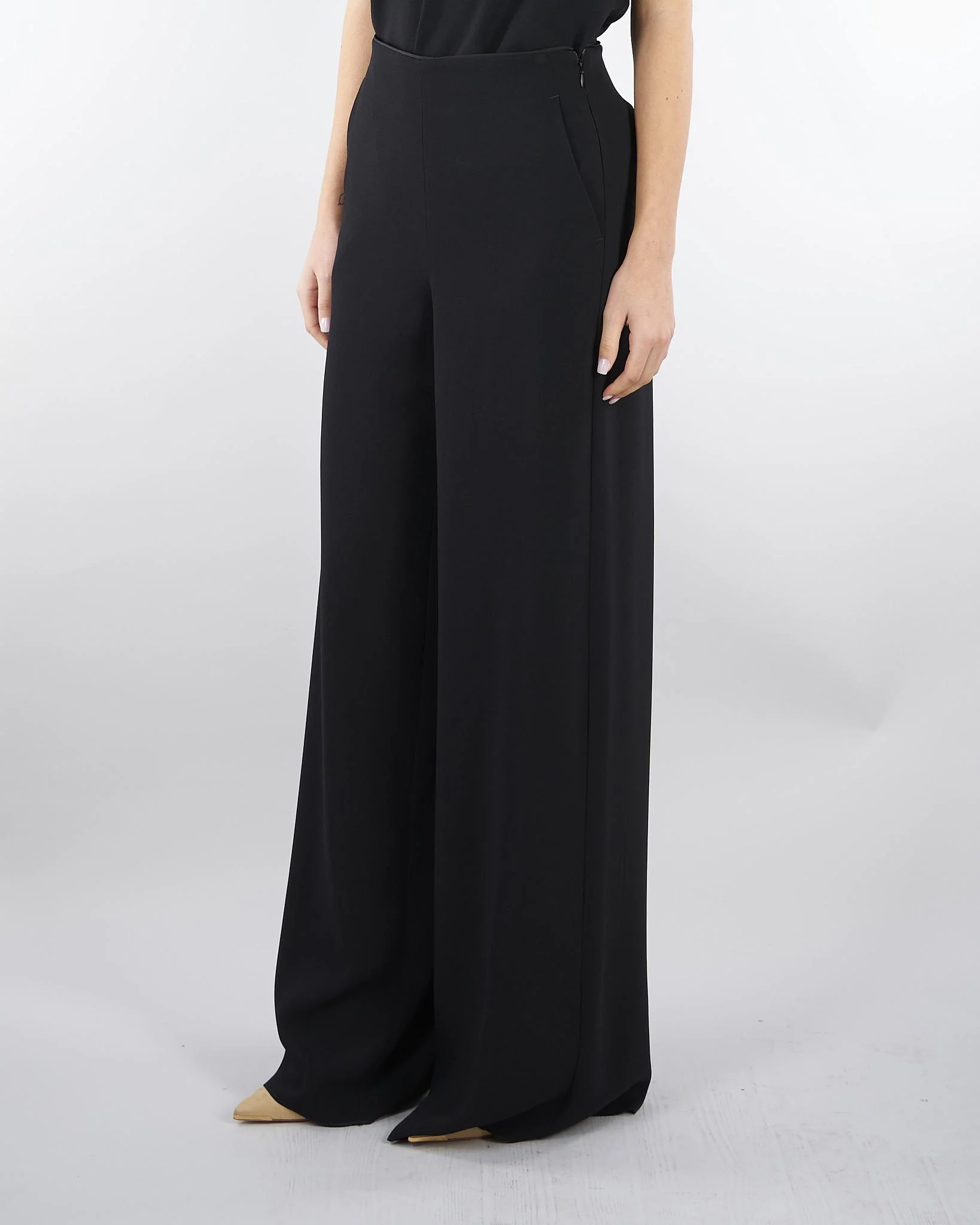 Pantaloen Nero ampio in envers satin - immagine 4