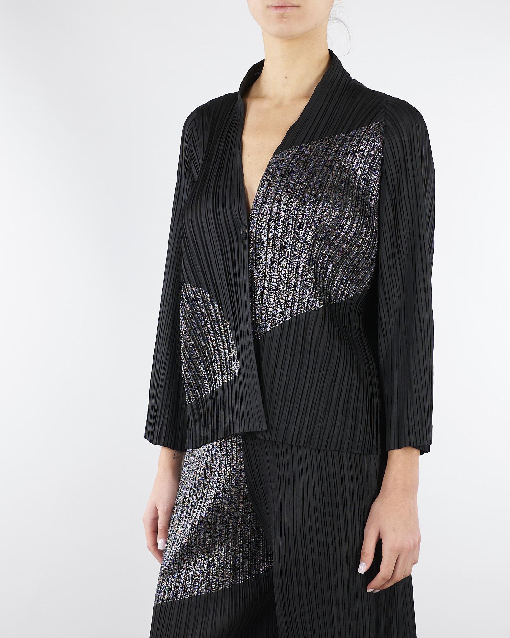 Cardigan Nero plissettato con inserti in lurex - immagine 4