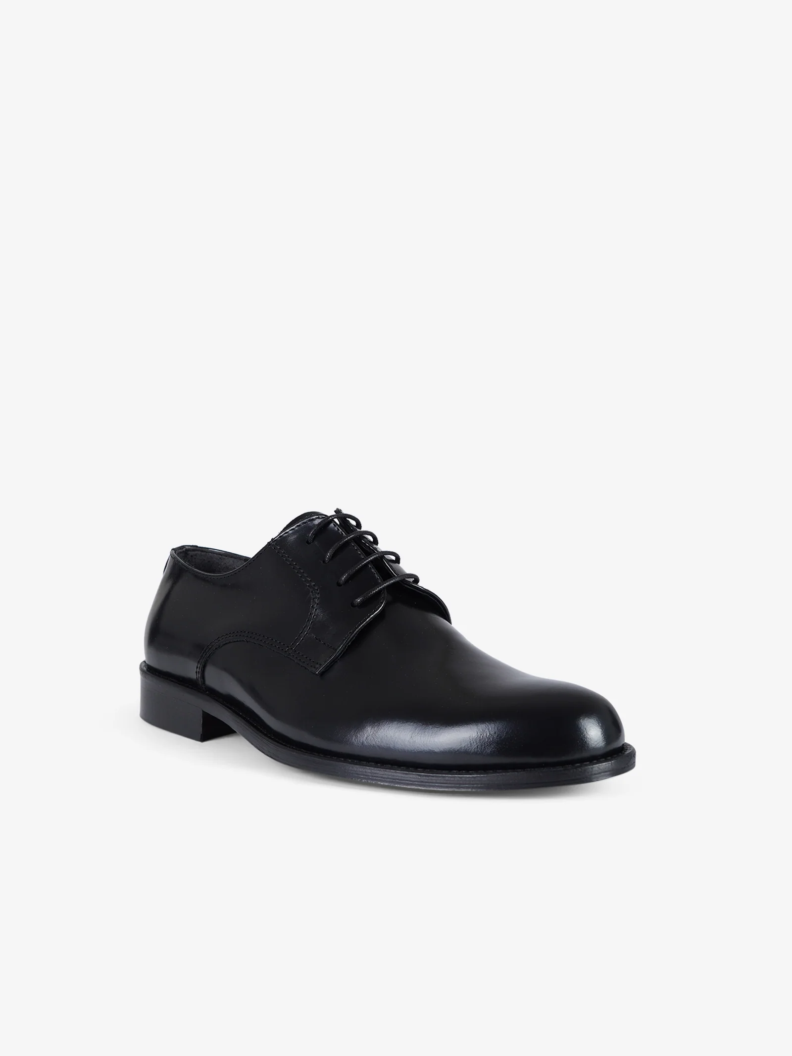 stringate punta tonda uomo pelle nero - immagine 3