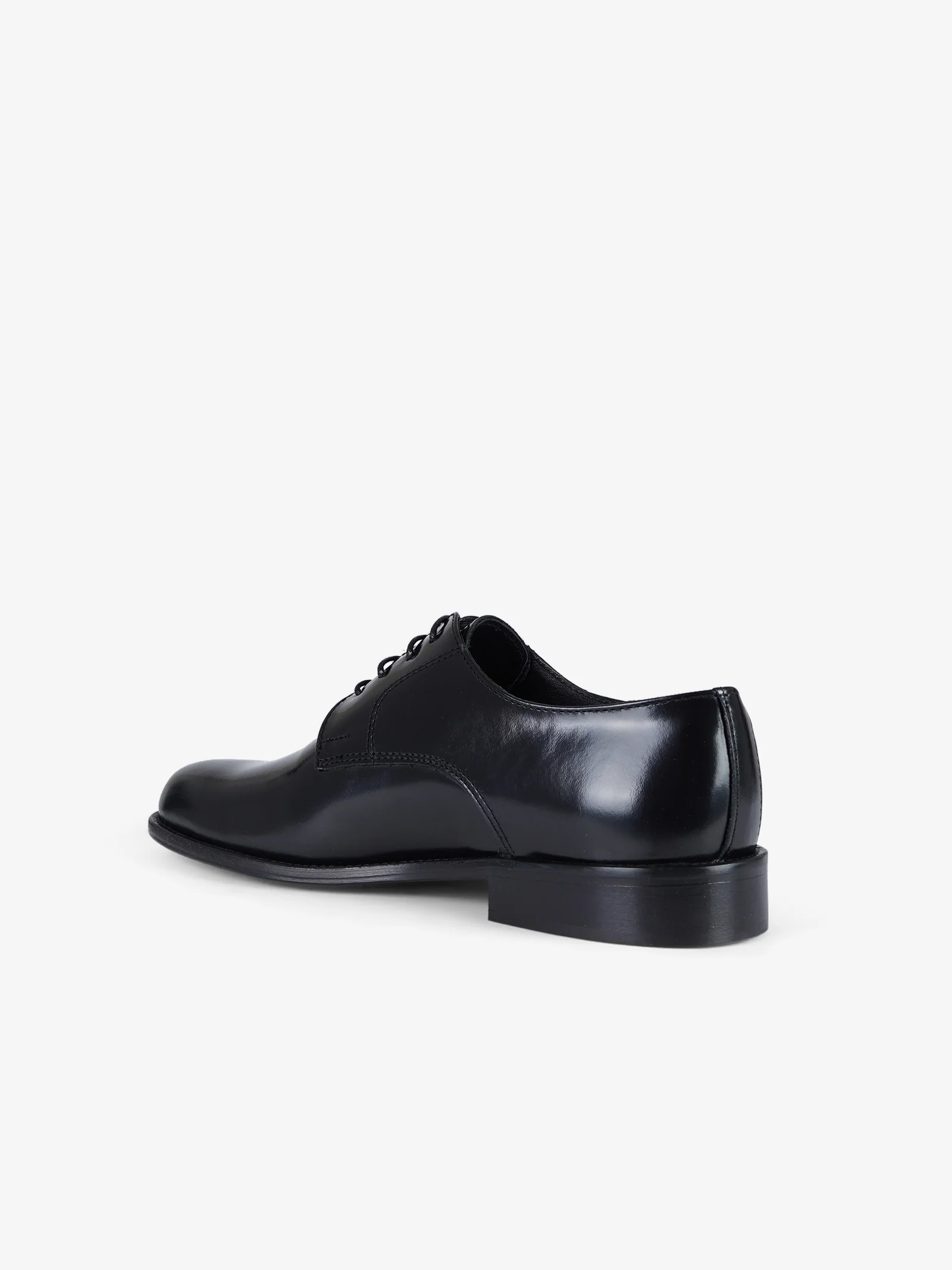 stringate punta tonda uomo pelle nero - immagine 4
